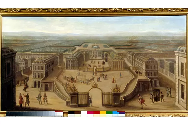 Perspective view of the castle of Versailles taken from the Place d