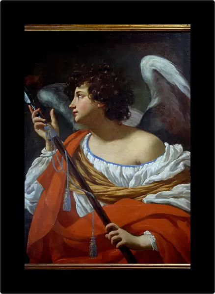 The angel carrying the spear having pierced the heart of Christ