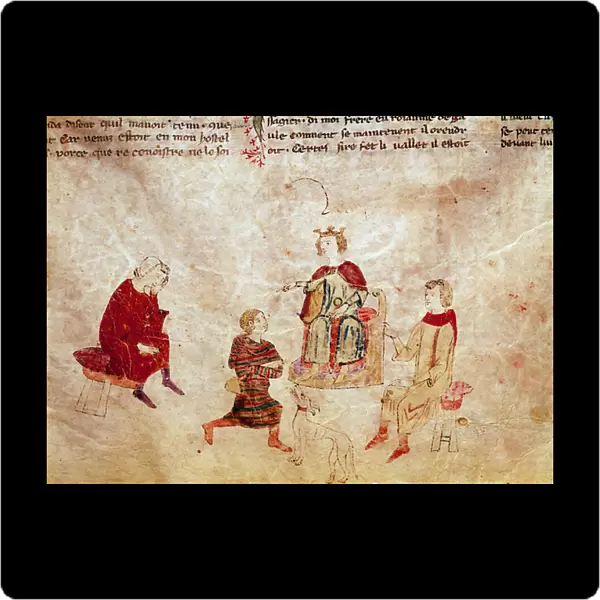 Arthurian Legend: 'King Arthur on his throne surrounds his advisors'