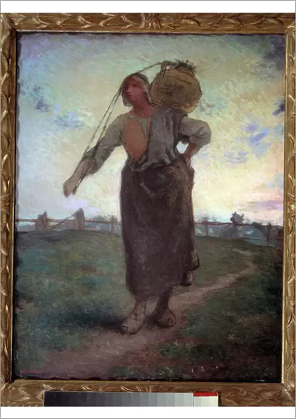 Laitiere Normande to Greville. Painting by Jean Francois Millet (1814-1875), 1874