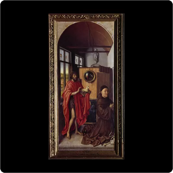 Saint John the Baptist and the Franciscan brother Henri de Werl Wood painting by Robert