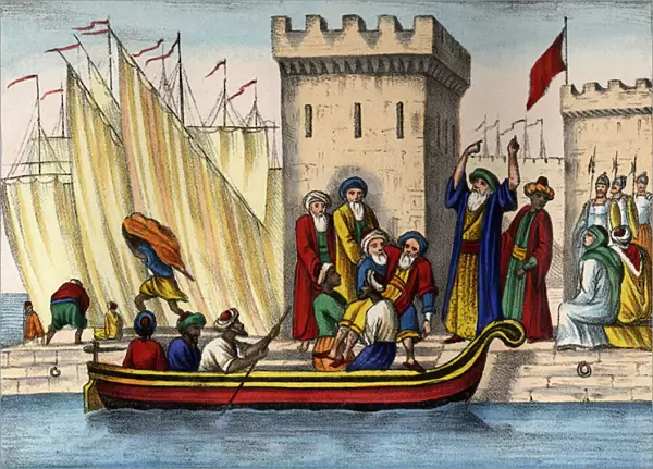 Departure of the Moors of Algiers, following the colonization of the French, 19th century