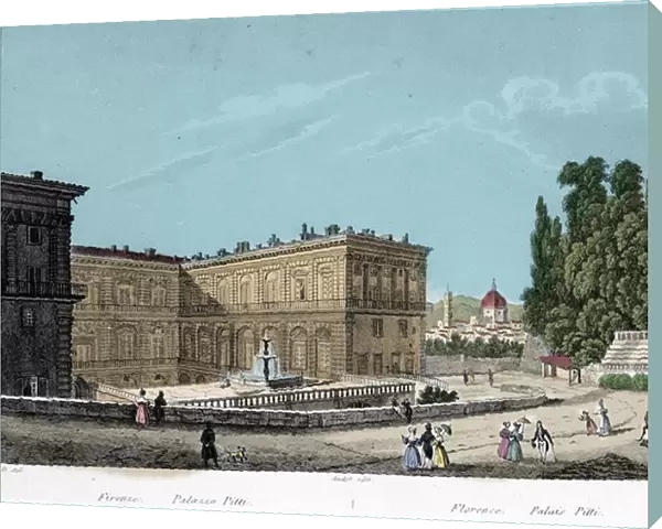 View of Pitti Palace in Florence. 19th century