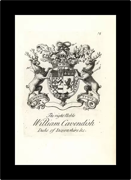 Coat of arms and crest of the right noble William Cavendish, 2nd Duke of Devonshire, 1672-1729