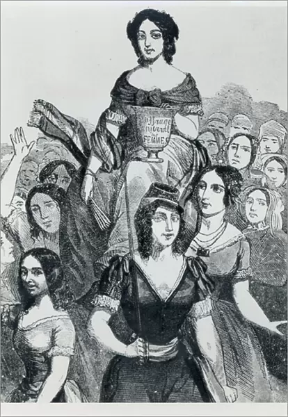 Women Carrying Jeanne Deroin (1805-94) in Triumph, from Les Femmes Celebres
