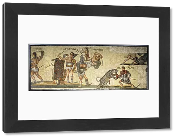 Battle between Gladiators and Wildcats, 320 AD (mosaic)
