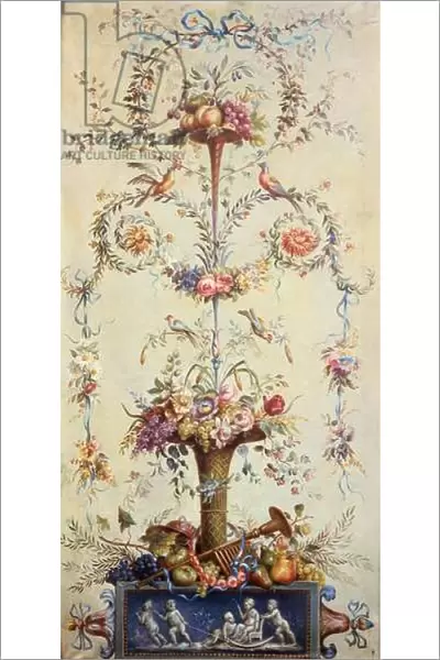 A Trumpet of Flowers and Fruit decorated with Garlands of Flowers (w  /  c)