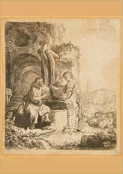 Christ and the Woman of Samaria, Among Ruins (etching)