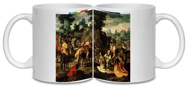 David et Abigail (Abigael, Abigal). Peinture de Lucas van Leyden (1489  /  94-1533). Huile sur bois. Art des pays bas de la Renaissance. Museum of Western and Eastern Art, Odessa (Ukraine)