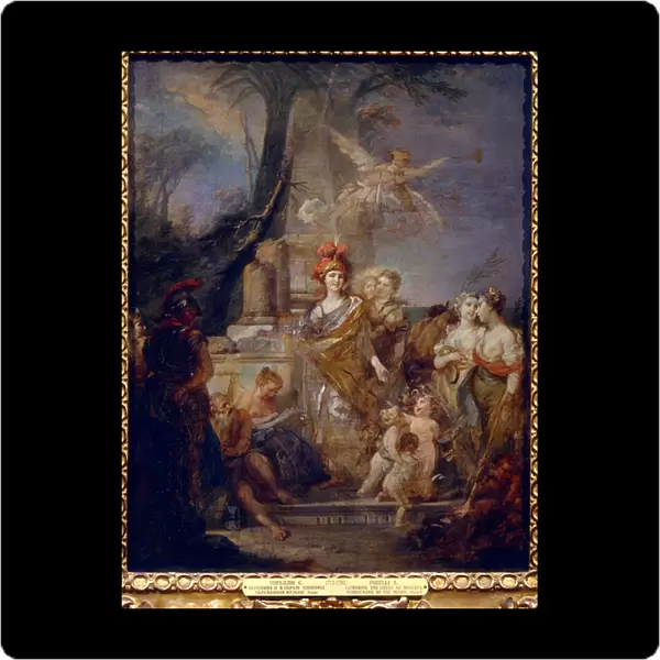 L imperatrice Catherine II (1729-1796) en Minerve dans le cercle des muses. Peinture de Stefano Torelli (1712-1784), huile sur toile. Art italien, 18e siecle, classicisme. State Tretyakov Gallery, Moscou