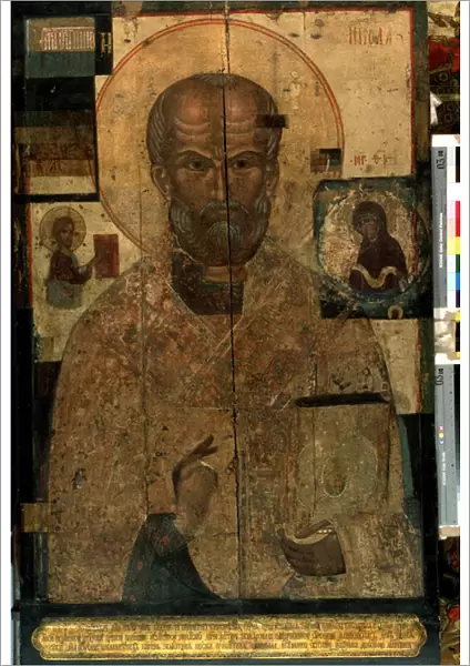 'Representation de Saint Nicolas de Myre ou de Bari (270-345)'Icone russe. Peinture sur bois de la fin du 14eme siecle. State Tretyakov Gallery, Moscou