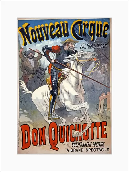 Advertisement for 'Nouveau Cirque'featuring 'Don Quichotte, Bouffonnerie equestre', pub. 1892 (colour litho)