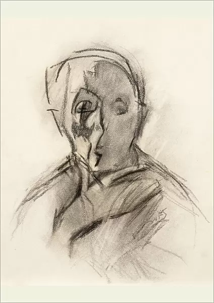 Self Portrait of the Artist with Eyes Closed, 1945 (charcoal on paper)