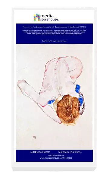 Femme nue aux bas bleus, penchee vers l avant - Gouache sur papier de Egon Schiele (1890-1918), 1912 - Nude with Blue Stockings, Bending Forward - Gouache on paper by Egon Schiele (1890-1918), 1912 - 37, 5x28, 9 cm - Leopold Museum, Vienna