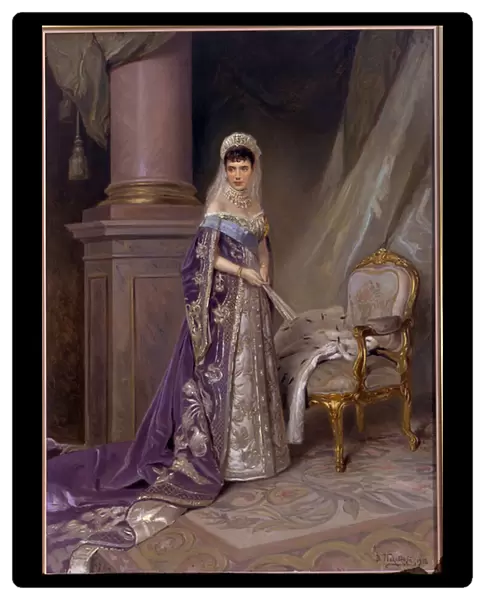 Portrait de l imperatrice Marie Fiodorovna, princesse Dagmar du Danemark (1847-1928). Peinture de Vladimir Yegorovich Makovski (Makovsky, Makovskij) (1846-1920), 1912. Art russe, 20e siecle. State History Museum, Moscou