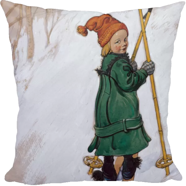 Little Girl Skiing, 1897 (w  /  c on paper)