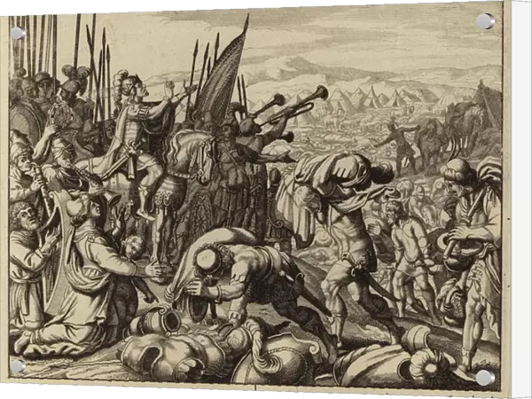 Jehoshaphat defeating the Moabites and Ammonites (engraving)
