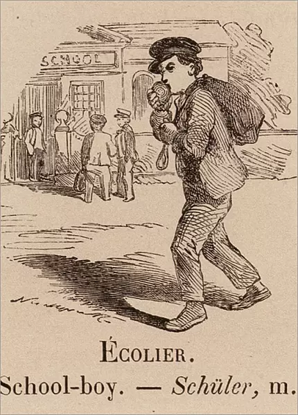 Le Vocabulaire Illustre: Ecolier; School-boy; Schuler (engraving)