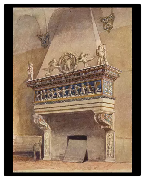 Chimney-piece delle Agneli, Ducal Palace, Urbino, Italy (colour litho)