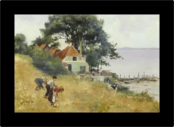 Children Gleaning by a Lake, c. 1900-10 (oil on panel)