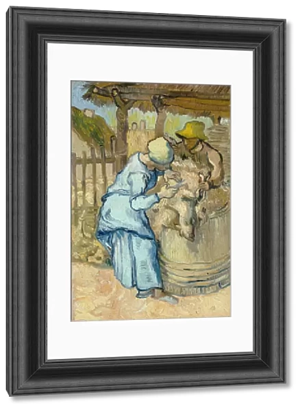Les tondeurs de moutons - Peinture de Vincent van Gogh (1853-1890), d apres Jean Francois Millet (1814-1875), huile sur toile, 1889 - (The sheep-shearer, oil on canvas after Jean Francois Millet by Vincent van Gogh) - Van Gogh Museum