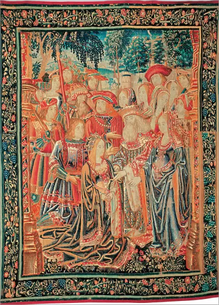 Guerre de Troie : le pardon d Helene - Tapisserie de laine et soie de la manufacture de Bruxelles, 1515-1525 Dim 320x247 cm Fundacion Banco Santander