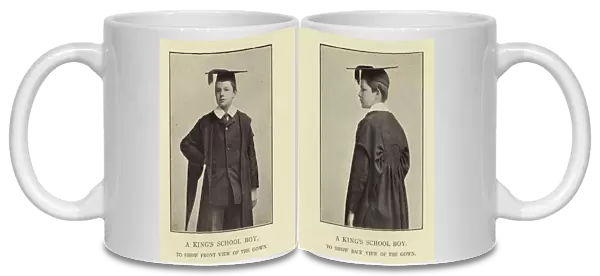 A Kings School Boy, front view and back view of gown (b  /  w photo)