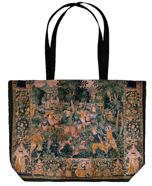Flemish tapestrey. Deer hunting (Jacht op een hert). Atelier of Oudenaarde. 295x331cm. Inv (82941)-1  /  PRIVE. 17th century