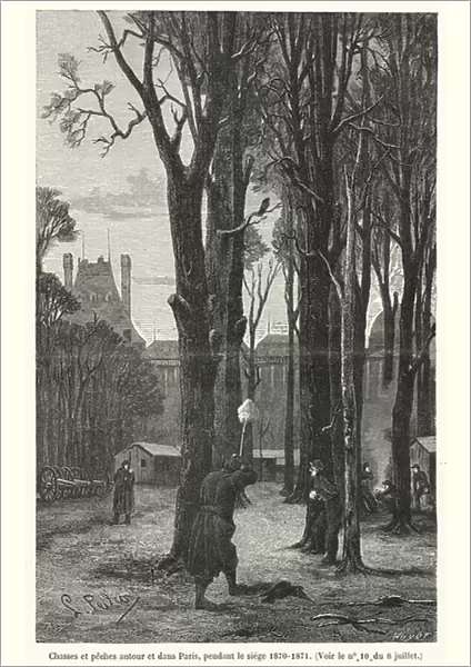 Chasses et peches autour et dans Paris, pendant le siege 1870-1871 (engraving)