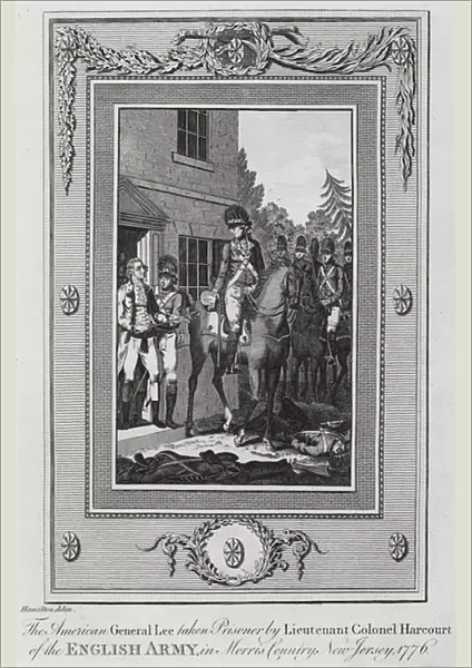 Capture of American General Charles Lee by British troops commanded by Lieutenent-Colonel William Harcourt, Basking Ridge, New Jersey, American Revolutionary War, December 1776 (engraving)