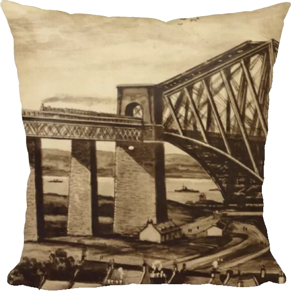 Edinburgh: The Forth Bridge from North Queensferry (litho)