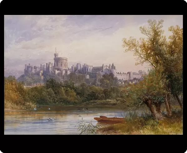 A View of Windsor Castle from the Thames, 1884 (w  /  c and pencil)