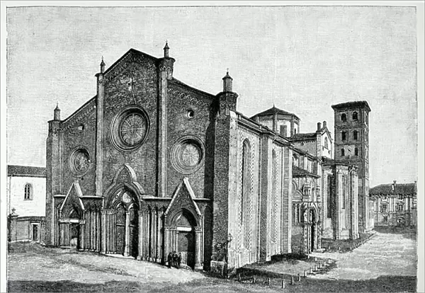 Asti, the cathedral, 1891 (engraving)