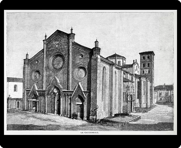 Asti, the cathedral, 1891 (engraving)