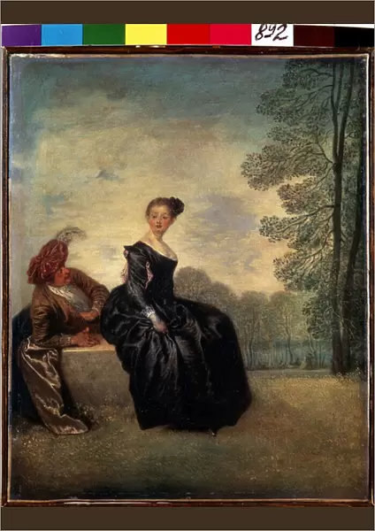 La boudeuse (A capricious woman). Peinture de Jean Antoine Watteau (1684-1721). Huile sur toile, 42 x 34 cm, 1718. Ecole francaise, art rococo. Musee de l Ermitage, Saint Petersbourg