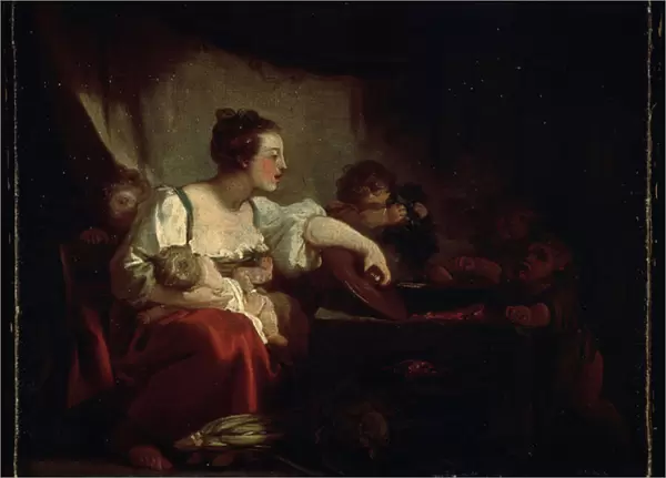 'La famille pauvre'(The poor family) Peinture de Jean Honore Fragonard (1732-1806) 1760-1762 Musee Pouchkine, Moscou