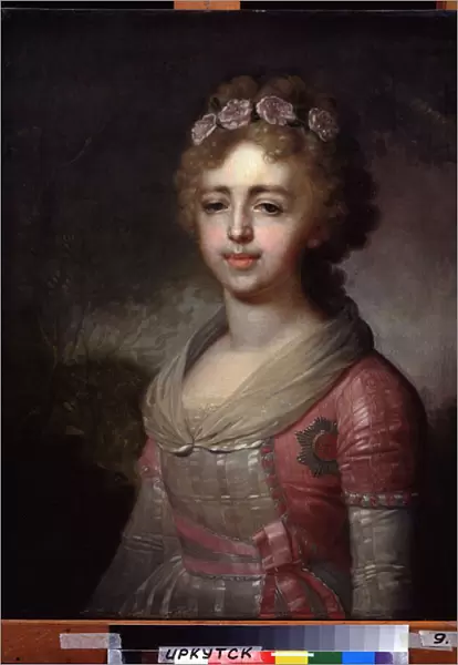 Portrait de la grande duchesse Alexandra Pavlovna (1783-1801), fille de l empereur Paul I (Portrait of the grand duchess Alexandra Pavlovna, daughter of Emperor Paul I). Peinture de Vladimir Lukich Borovikovsky (ou Borovikovski) (1757-1825)
