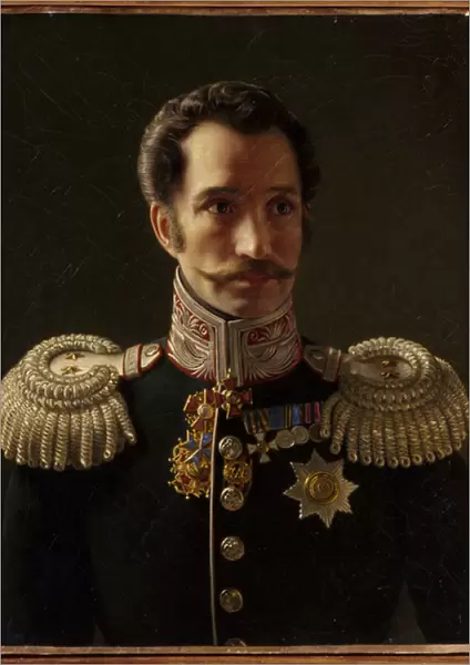 Portrait de Leonty Vasilievich Dubelt (1792-1862), chef d etat major du corps des gendarmes. (Portrait of L. V. Dubelt, Chief of Staff of the Corps of Gendarmes). Peinture de Alexei Vasilyevich Tyranov (1808-1859), huile sur toile, 1839