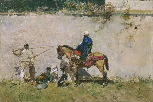 Orientalisme : une famille marocaine au bord de l eau (The Moroccans) - Peinture de Mariano Fortuny (1838-1874), 1872-1874 - Huile sur toile - Dim : 13x19 cm - Madrid, Museo del Prado