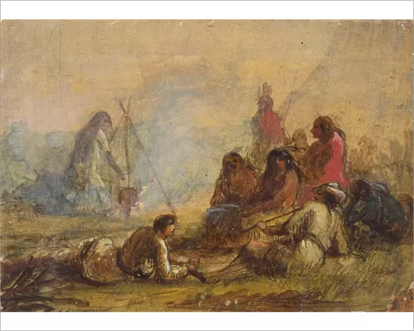 Group of Trappers and Indians, c. 1837 (w  /  c and gouache on paper)