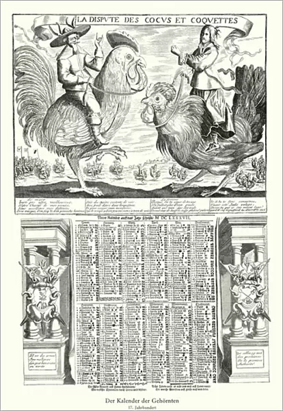 Dispute of the cocks and hens (woodcut)