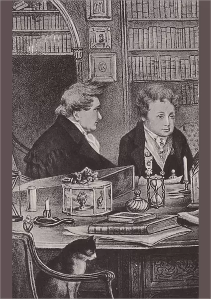 The Ladies of Llangollen in Library (litho)