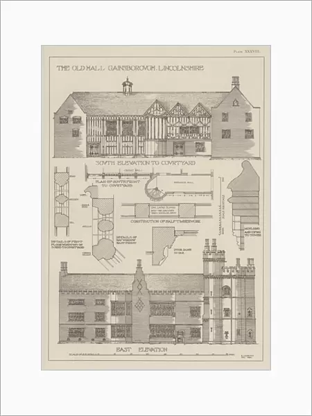 The Old Hall Gainsborough, Lincolnshire (litho)