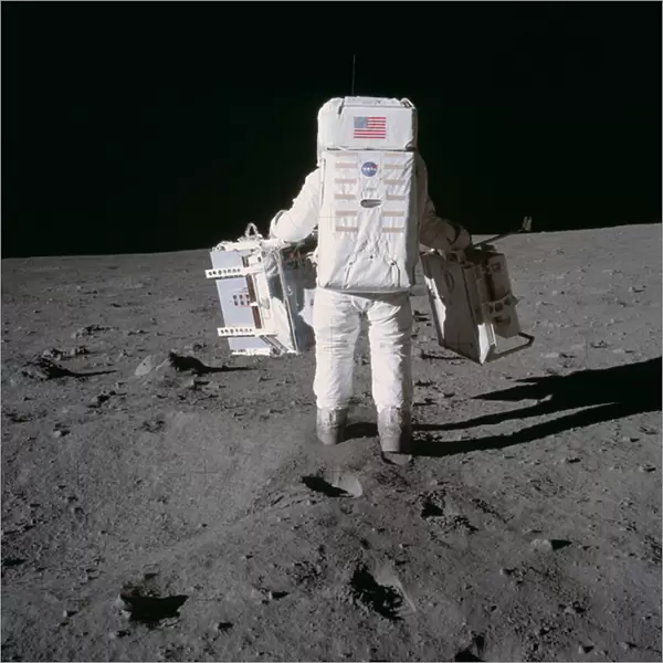 Buzz Aldrin Deploys Apollo 11 Experiments, 1969 (colour photograph)