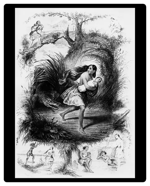 Illustration of novel 'Les Natchez'by Francois Rene de Chateaubriand, 1851 (engraving)