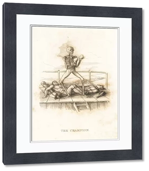The skeleton of Death as champion boxer. 1827 (engraving)