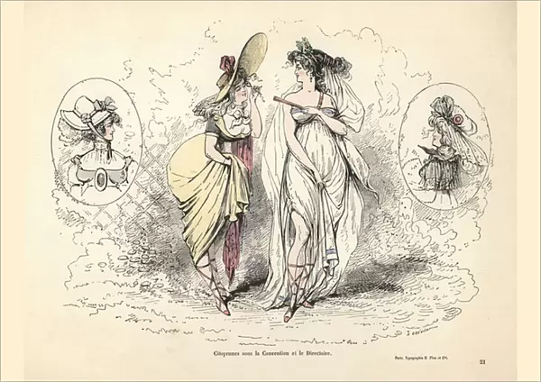 Merveilleuses in the French Revolutionary era, 1792-1799. 1850 (engraving)