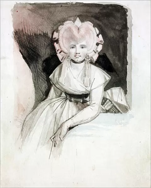 Portrait of the Artists Wife - Fuessli (Henri Fuseli), Johann Heinrich (1741-1825) - 1785-1795 - Watercolour and ink on paper - 22, 8x17, 8 cm - Szepmuveszeti Muzeum, Budapest