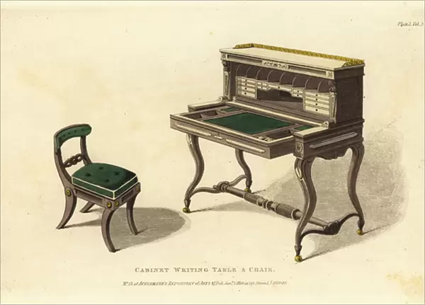 Cabinet writing table and chair, 1810
