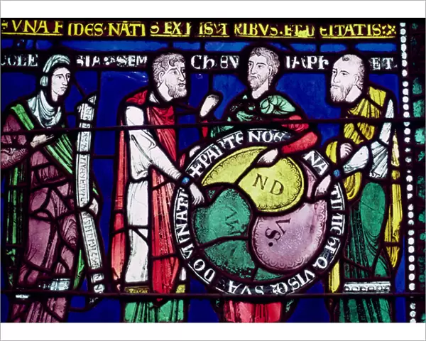 Three Sons of Noah, 12th century (stained glass)